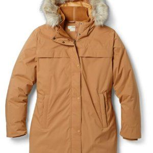 prAna Sayama Long Down Jacket, Camel, sz M